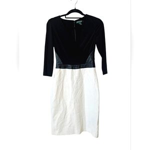 NEW Lauren Ralph Lauren Stretchy Formal Black & White Formal Faux Leather Dress